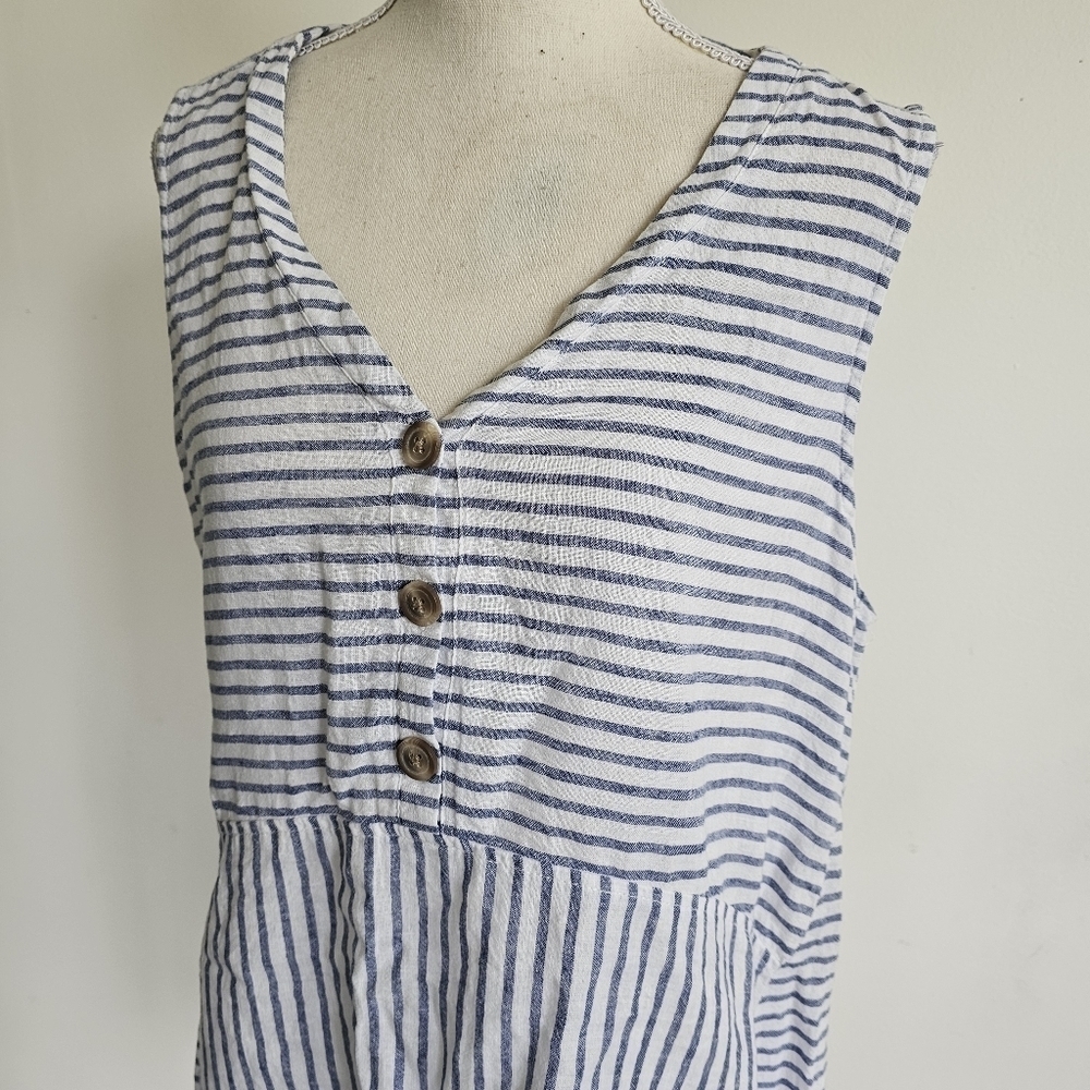 LAST CHANCE - Beach Lunch Lounge Striped Linen Blend Tank Tunic - Picture 7 of 8